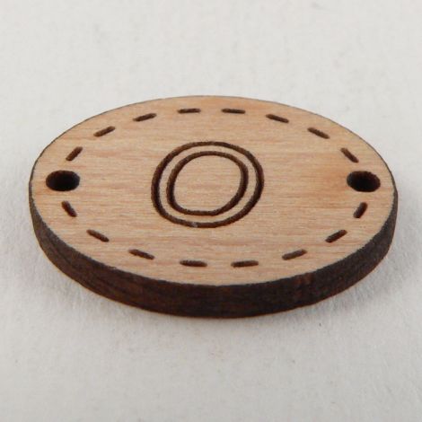 20mm Wooden 2 Hole Oval Letter 'O' Button