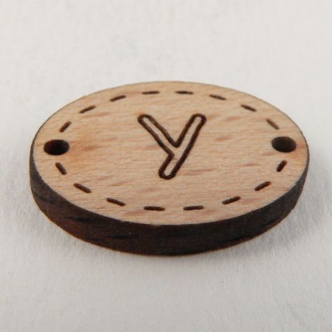 20mm Wooden 2 Hole Oval Letter 'Y' Button