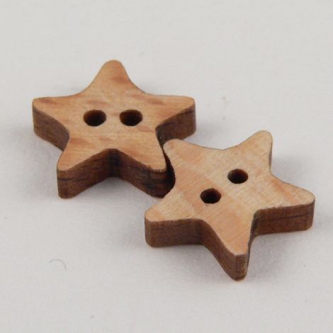 10mm Cute Wood Star 2 Hole Button