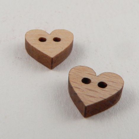 9mm Cute Heart Wood 2 Hole Button
