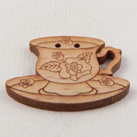 30mm Wooden Teacup and Saucer Novelty 2 Hole Button