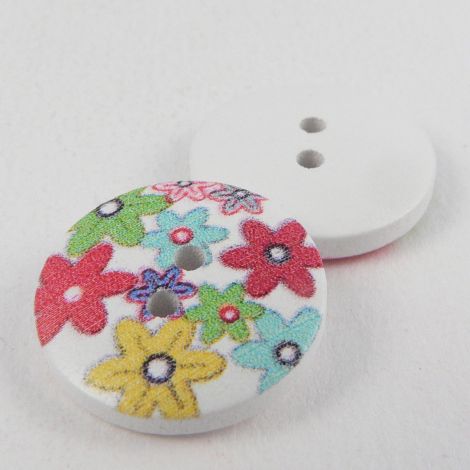 30mm Painted Flower Novelty 2 Hole Wood Button