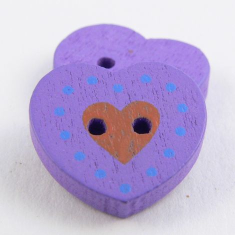 17mm Purple Heart 2 Hole Wood Button