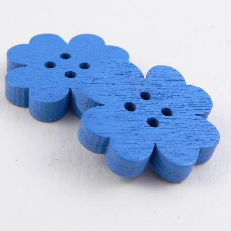 20mm Blue Flower 4 Hole Wood Button