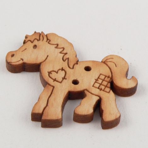 31mm Patchwork Horse Wood 2 Hole Button
