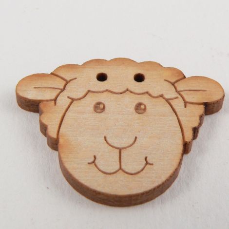 28mm Cartoon Sheep Head Wood 2 Hole Button