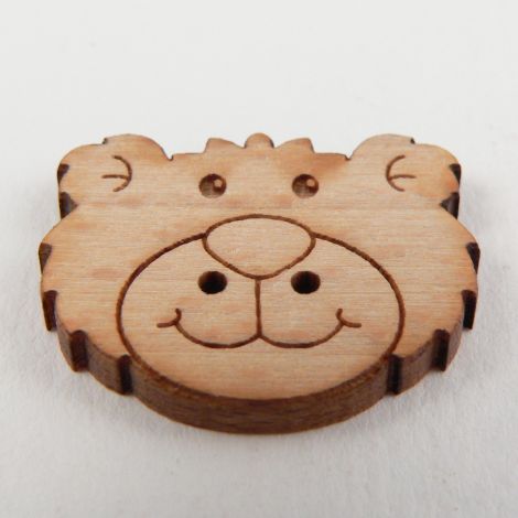 25mm Cartoon Bear Head Wood 2 Hole Button