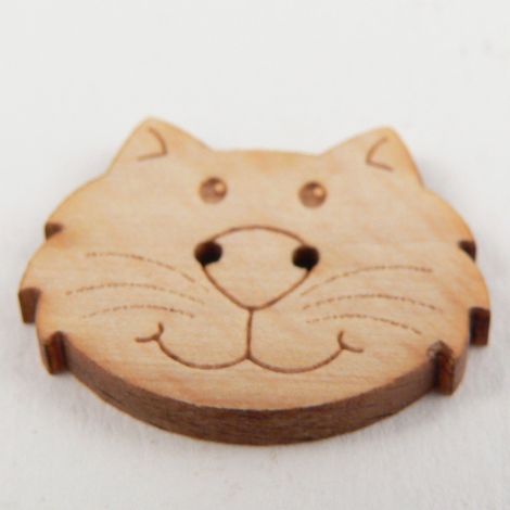 24mm Cartoon Cat Head Wood 2 Hole Button