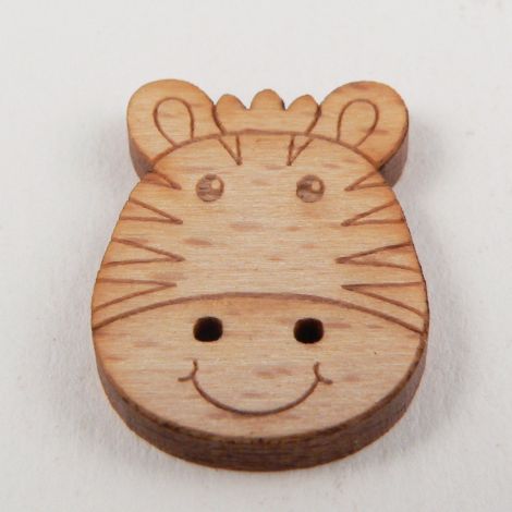 17mm Cartoon Zebra Head Wood 2 Hole Button