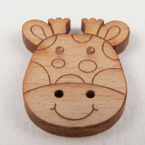 19mm Cartoon Giraffe Head Wood 2 Hole Button