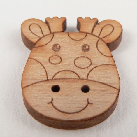 19mm Cartoon Giraffe Head Wood 2 Hole Button