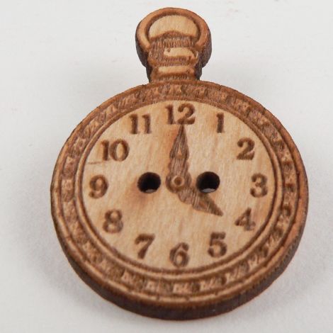 22mm Pocket Watch (Clock) Wood 2 Hole Button