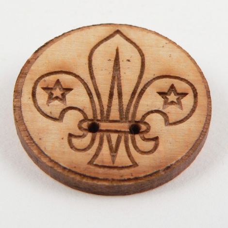 25mm Scouts Emblem Wood 2 Hole Button
