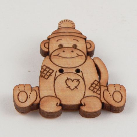 28mm Patchwork Monkey Wood 2 Hole Button