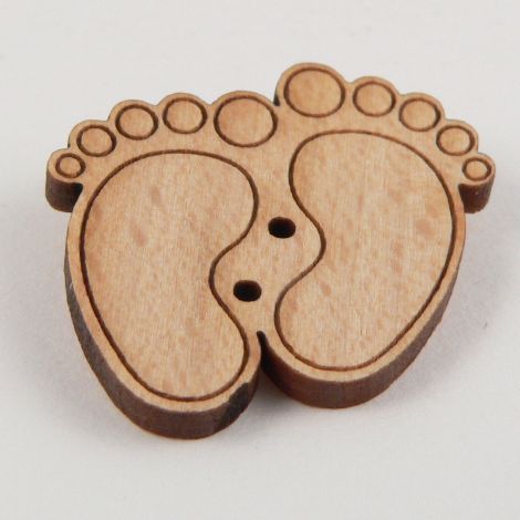 26mm Pair of Feet Wood 2 Hole Button
