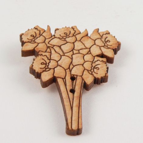 32mm Bunch of Daffodils Wood 2 Hole Button
