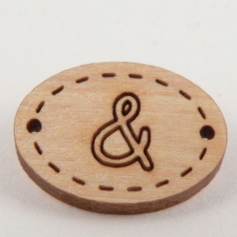 20mm Ampersand or & Wood 2 Hole Button
