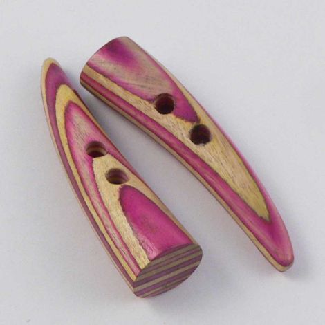 67mm Pink & Pale Green Wood Toggle 2 Hole Button