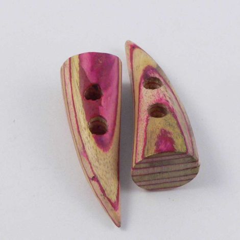 50mm Pink & Pale Green Wood Toggle 2 Hole Button