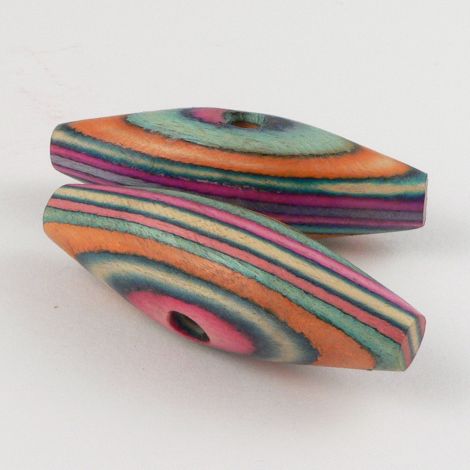50mm Pink Orange & Green Wood Toggle 1 Hole Button
