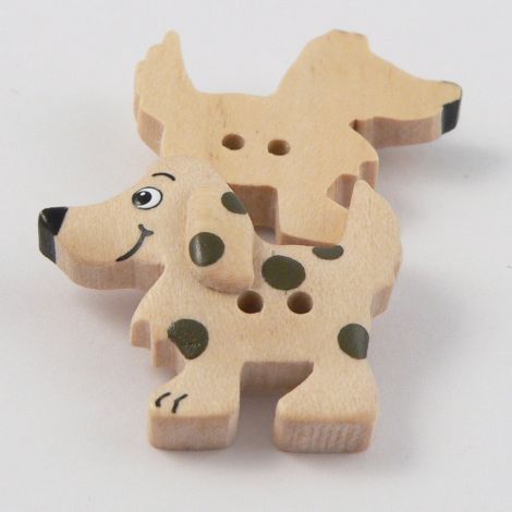 27mm Wooden Spotty Dog 2 Hole Button 