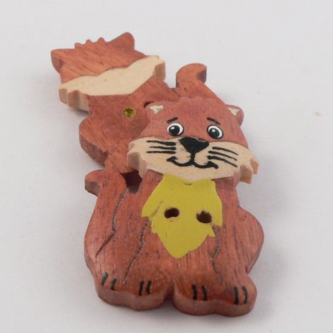 22mm Wooden Sitting Cat 2 Hole Button 