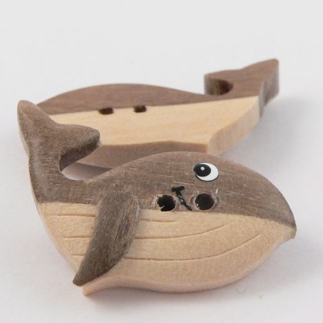 30mm Wooden Whale/Fish 2 Hole Button 