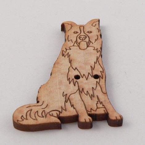 27mm Border Collie Dog Wood 2 Hole Button