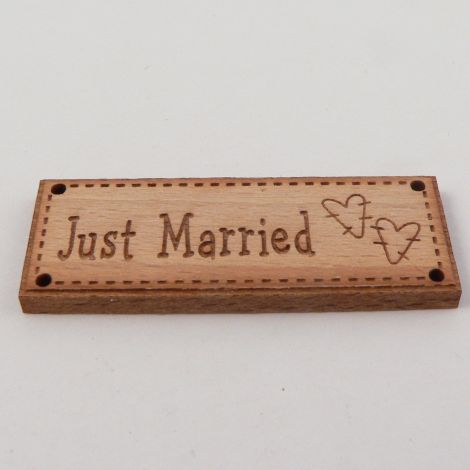42mm 'Just Married' Wood 2 Hole Button
