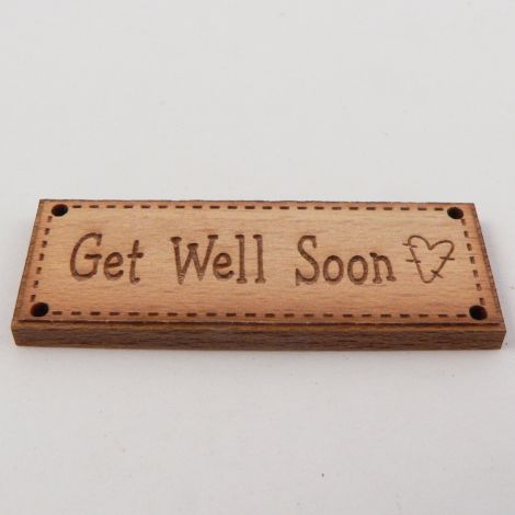 42mm 'Get Well Soon' Wood 2 Hole Button