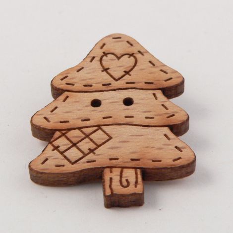 23mm Patchwork Christmas Tree Wood 2 Hole Button