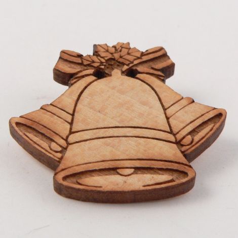 32mm Christmas Bell Wood 2 Hole Button