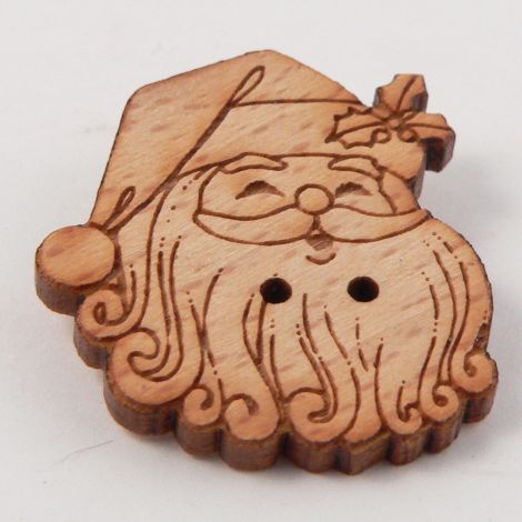 26mm Father Christmas Head Wood 2 Hole Button