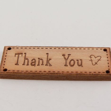 42mm 'Thank you' Wood 2 Hole Button