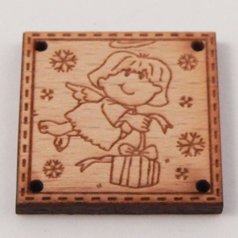 25mm Fairy & Christmas Present Wood 2 Hole Button