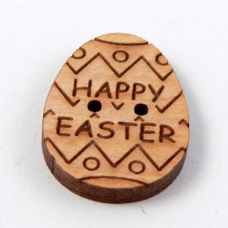 16mm Happy Easter Egg Wood 2 Hole Button