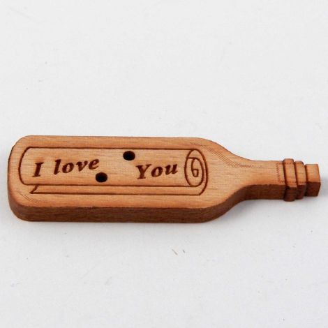 40mm I Love You Message In A Bottle Wood 2 Hole Button