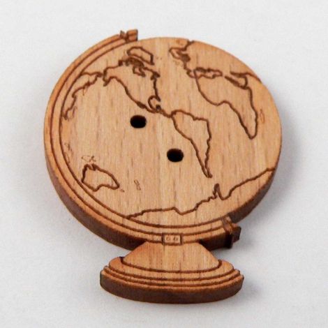23mm Globe Of The World Wood 2 Hole Button