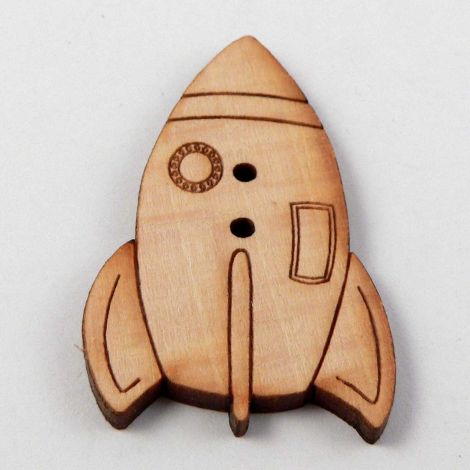 22mm Space Rocket Wood 2 Hole Button