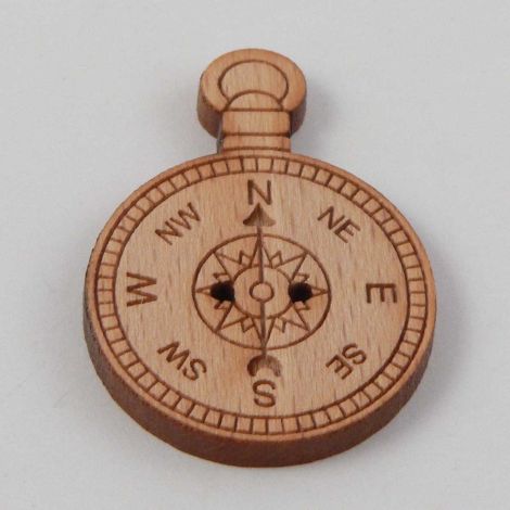 22mm Compass Wood 2 Hole Button