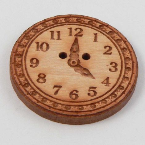 28mm Clock Face Wood 2 Hole Button