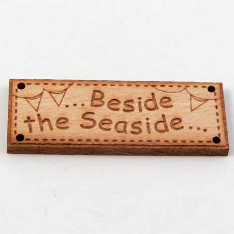42mm Wooden Tag 'Beside The Seaside' 4 Hole Button