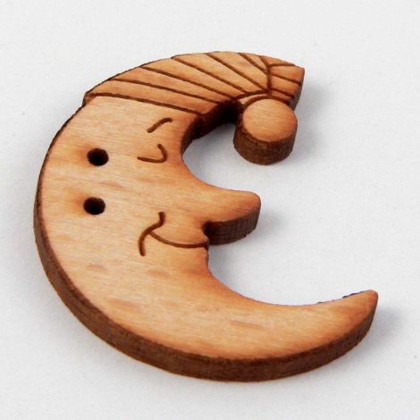 25mm Sleeping Moon Wood 2 Hole Button