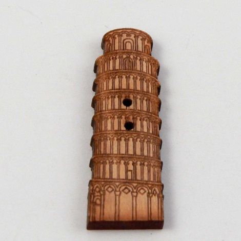 12mm Leaning Tower of Pisa Wood 2 Hole Button