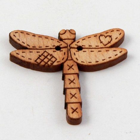 30mm Dragonfly Wood 2 Hole Button