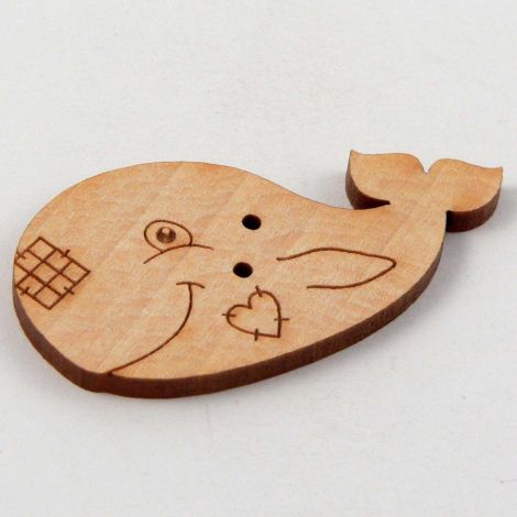 42mm Patchwork Whale Wood 2 Hole Button