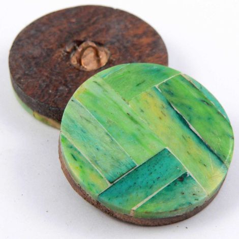 25mm Green Bone Chip Round Shank Button