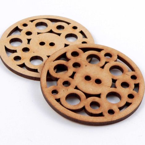 50mm Round Circles Laser Cut Wood 2 Hole Button