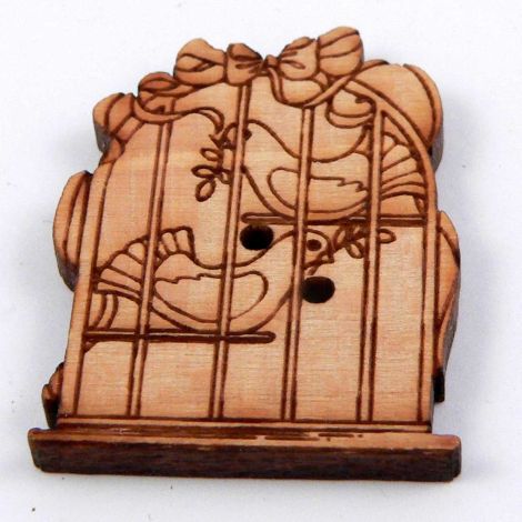 23mm Bird In A Cage Wood 2 Hole Button