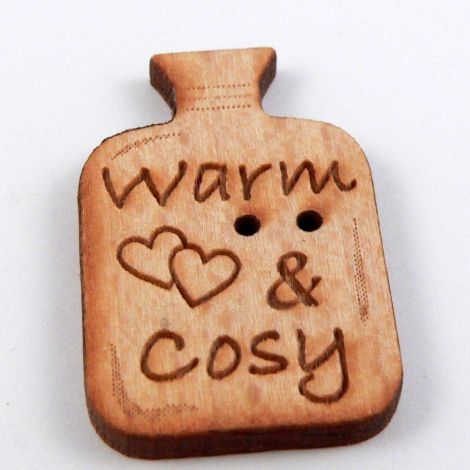 18mm Patchwork Hot Water Bottle Wood 2 Hole Button